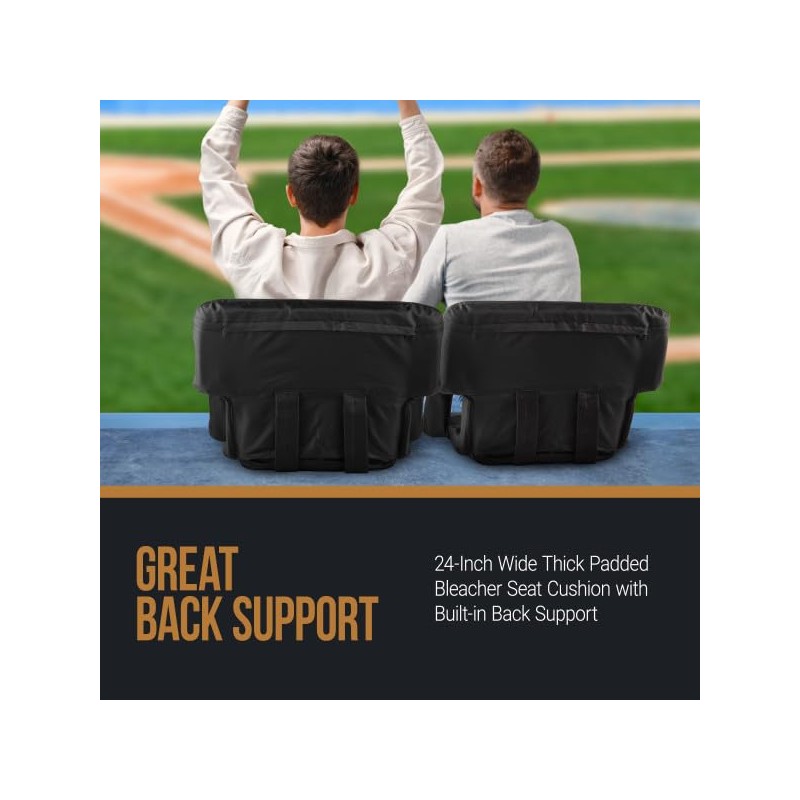 Wide Stadium Chair Cushion - Bleacher Seat with Padded Back