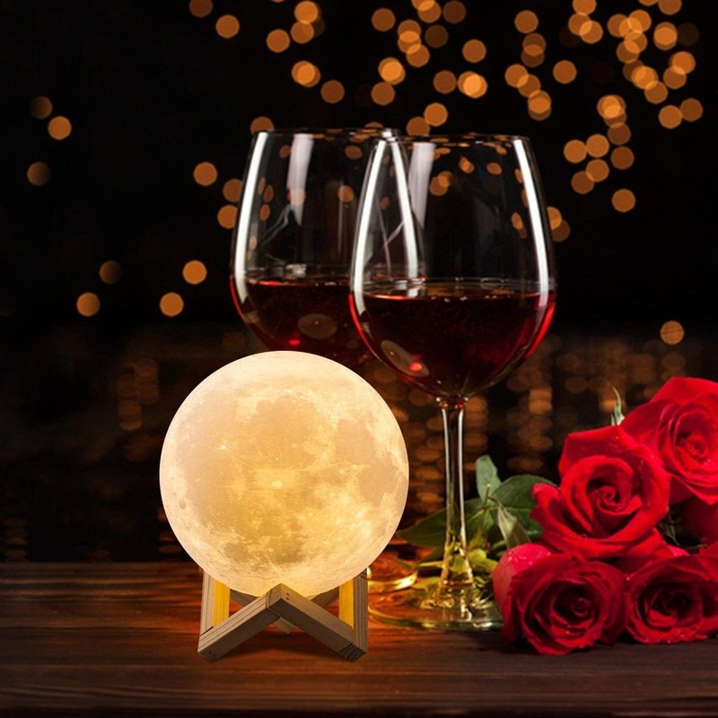 Mayround 3D Full Moon Lamp, 15cm/5.9 Inch LED Lunar Moon
