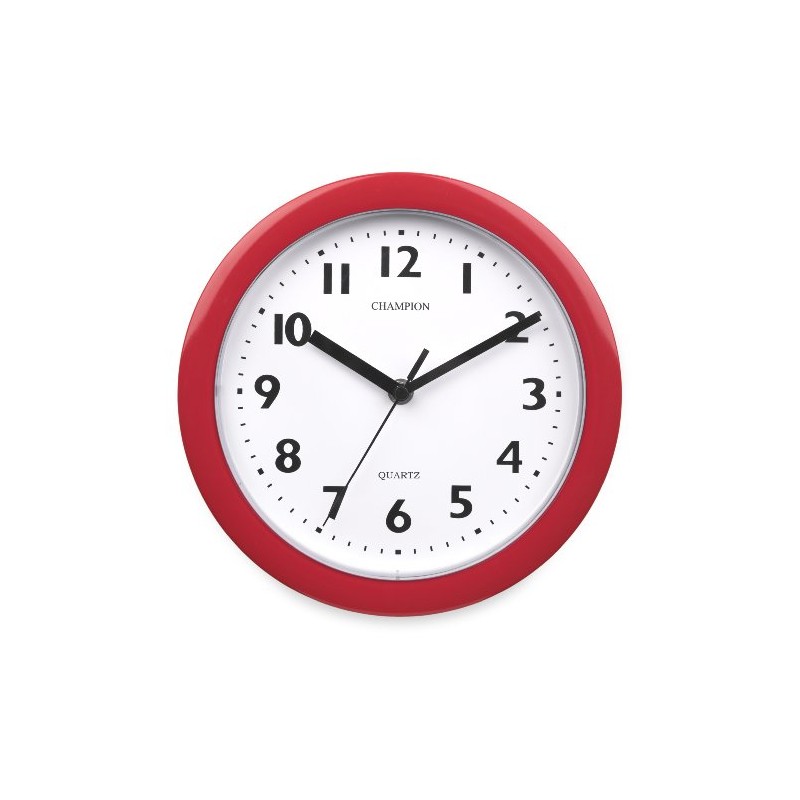 Champion KC515 Bold9 Wall Clock - 23 cm Diameter, Red