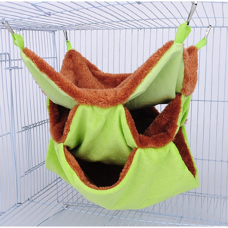 3 PCS Pet Cage Hammock Small Animal Hanging Hammock, Triple-Layer