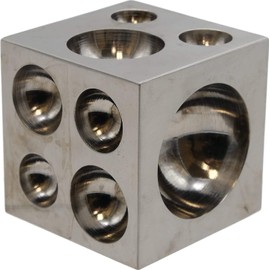 Chiloskit Square Knock Block with Polished High Carbon Steel Cavities 5x5cm Steel Block for Jewellery Making