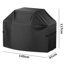 Charcoal BBQ Grill Cover with Anti Dirt Function, Waterproof Gas Grill Cover, Fade and UV Resistant BBQ Cover, Durable Barbecue Cover for Outdoor Grill (Black,145 * 61 * 117 CM)