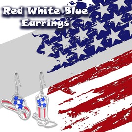 Cowboy Cowgirl Boot Hat Earrings for Women 925 Sterling Silver Western Turquoise Jewelry Western Gifts Cowgirl Texas Boots Spur Dangle Drop Earring Hypoallergenic (4th July Boot Hat Earrings)
