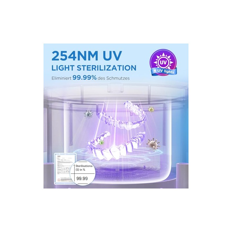 Ultrasonic Cleaning Device 45000Hz UV Ultrasonic Cleaner 200 ml Dental