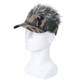 Yorm Wig Sun Visor Golf Fishing Competition Prize Wig Visor Joke Visor Flare Visor Outdoor Fishing, green camouflage, 57.0–60.0 cm