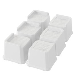 Lutown-Teen 6 Pack Bed Risers 3 Inch Heavy Duty Oversized Bed Furniture Elevators 1,500 lbs Lifts Up Riser for Sofa and Table, White