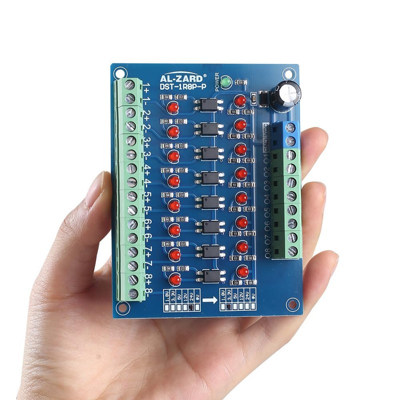 DONGKER Optocoupler Isolation Board, 24V to 3.3V 8-Channel Photoelectric Isolation