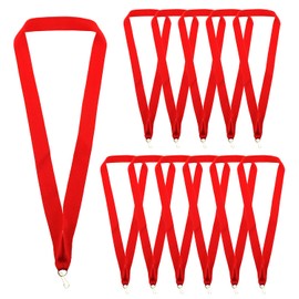 LUORNG 12PCS Medal Ribbon Award Neckband Red Stripe Medal Lanyard with Buckle Clip for Game and Party Competition and and Team Competition