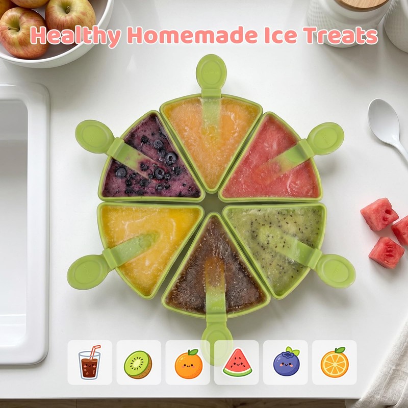 6 Pack Popsicles Molds with Sticks,Reusable Popsicle Molds,Homemade Popsicle Holders