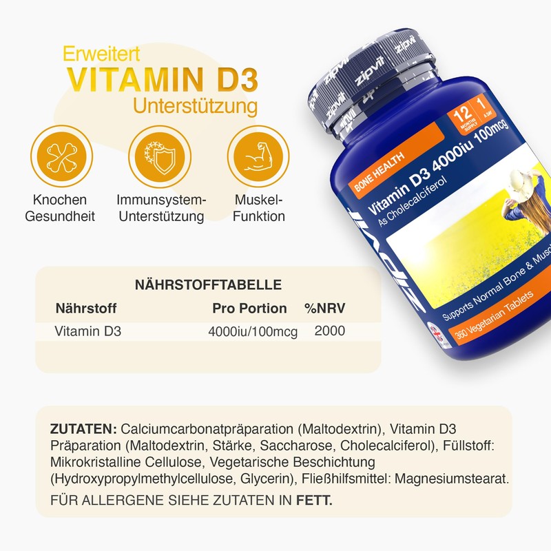 Vitamin D3 4000IU Tablets, High Dose Vitamin D, Immune System,