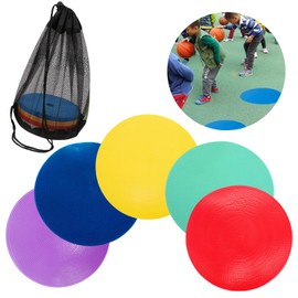 DIZLAS Flat Markers, Colored Cones, Football, Basketball, Training, 5 Colors, Set of 10 (Storage Bag Included)
