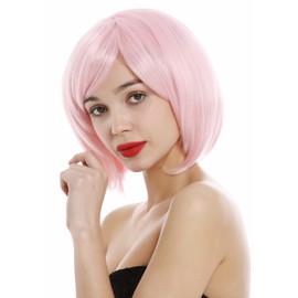 WIG ME UP - 1215-T2333 Women's Bob Wig Long Bob Short Fringed Parted Light Pink