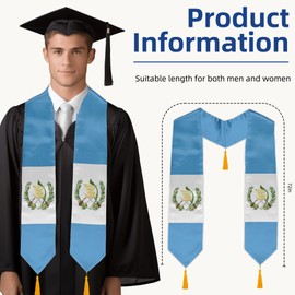 YYLXIA Guatemala Flag Graduation Stole, Graduation Sash for Guatemalan International Graduates, Flag Sash 72"