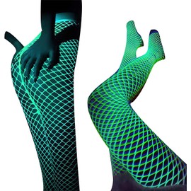 OZYILIAN Glow in the Dark Fishnet Stockings, Glow in the Dark Fishnet Stockings, High Waist Tights for Women, #a