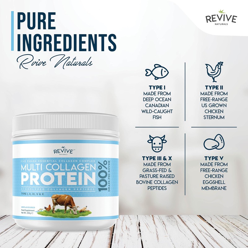 Multi Collagen Protein Powder (200g) - Types I, II, III,