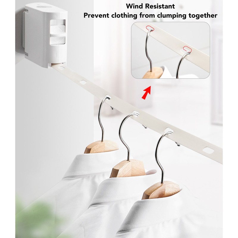 Retractable Clotheslines Punch Free Wind Resistant Wall Mounted Laundry Clothes