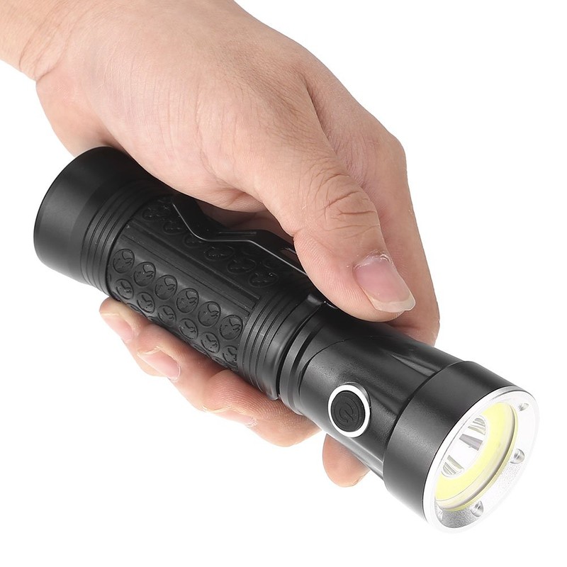 Zerodis Portable Handheld Bright Flashlight,T6+COB LED Torch,90°Foldable Magnetic Tail,4 Mode