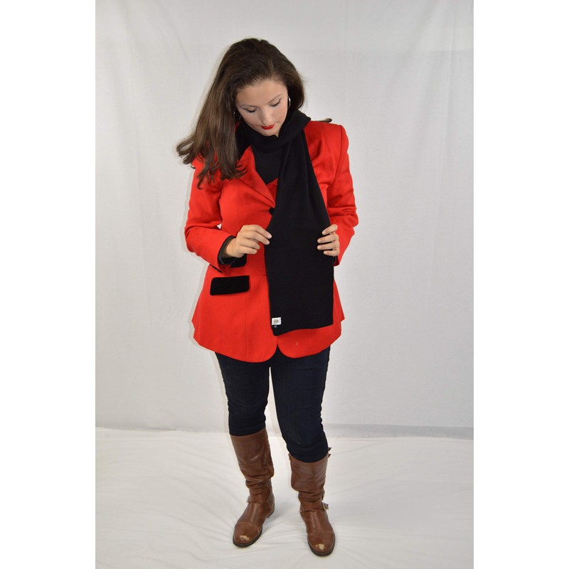 PURE CASHMERE KNITTED SCARF (BLACK)