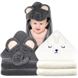 PEGRAUFC Pack of 2 Baby Towels Hood, Hooded Towel Baby, 80 x 80 cm Baby Bath Towels, Hooded Towels Baby, Super Absorbent Toddler Bath Towels, Bath Towel Towels for Babies