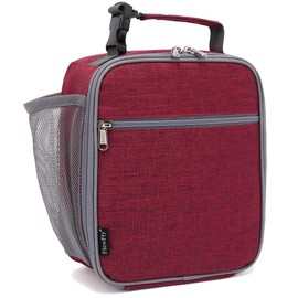 FlowFly - Lonchera para niños con aislamiento, bolsa suave, mini enfriador para volver a la escuela, kit de comida térmica para niñas, niños, rojo