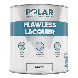 Polar Clear Lacquer Paint - 1 Litre | Matt Finish | Quick Drying & Durable Lacquer for Wood, Plastic, Metal, Concrete, Glass & Ceramics | Water Resistant Coating for Interior & Exterior Surfaces