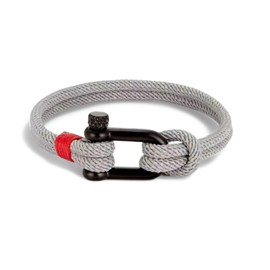 Maritime Men's Sailing Rope Bracelet, Paracord Bracelet Grey with Red Accent, Sturdy Stainless Steel Clasp, 20.5 cm Length, 20.5 cm, sailing rope, No Gemstone