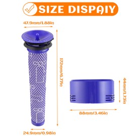 HUAREW 6 Pack Vacuum Filter Replacement Kit for Dyson V7, V8 Animal and V8 Absolute Cordless Vacuum, 3 Post Filter, 3 Pre Filter, Replaces Part # 965661-01 & 967478-01