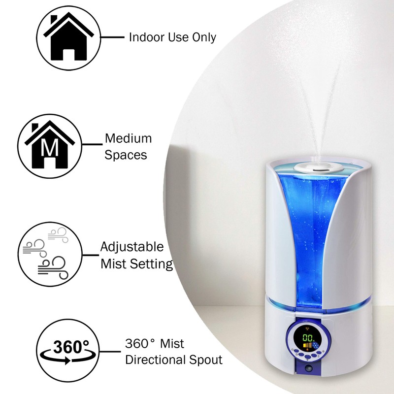CCC Comfort Zone CZHD81 Whisper-Quiet Cool Mist Digital Ultrasonic Humidifier