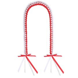 AUECOOME Graduation Ribbon Lei Graduation Leis 2025 graduation necklace Class of 2025 Graduation gift Braided necklace for men and women party accessories (Red and white, 1)
