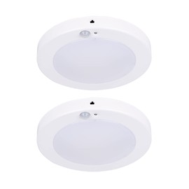 LIT-PaTH LED Flush Mount Ceiling Light, Closet Lighting Fixture with Motion Sensor and Dusk to Dawn, 10.5W, 800 Lumen, 6.2 Inch, Anti-Rust Galvanized Housing, White Finish 3000K 2-Pack