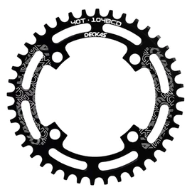 DECKAS 104BCD 40T 42T 44T 46T 48T 50T 52T Narrow Wide Chainring Single Chainring for 7/8/9/10/11/12-Speed (Round Black, 50T)