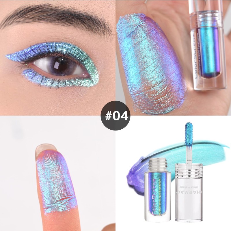 CHARMACY Liquid Duochrome Eyeshadow, Metallic Eye Looks, Long Lasting Glitter