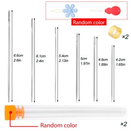 36 Pcs Large Eye Sewing Needles, 6 Sizes Large Eye Needles for Hand Sewing, Embroidery Needles with Plastic Bottle, Thimble and Threader, Large Eye Stitching Needles for Stitching Crafting Projects