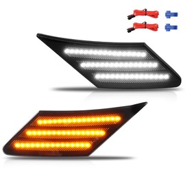 OFFKAT Front Fender LED Side Marker Lights for 2013-2016 Scion FR-S, 2013-2021 Suba-ru BRZ, 2017-2021 Toyo-ta 86, Smoked Lens Amber Turn Signal Lights & White Day Running Lamps, 2 PCS