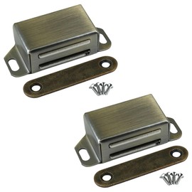 Selyse Magnetic Catch Door Magnets for Cabinet Doors, Strong 14 kg Magnetic Clasps, Stainless Steel Drawers, Magnetic Door Closer, Magnet for Furniture and Balcony Doors, Bronze (Pack of 2)