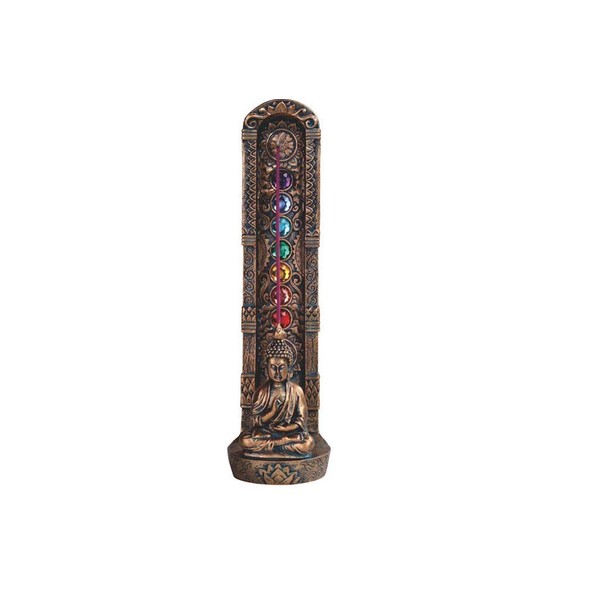 Paykoc Imports Seven Sacred Chakra Colorful Golden Incense Burner, Buddha 9 1/4" H