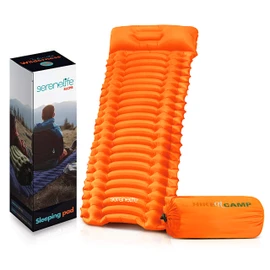 SereneLife - Colchón de Aire para mochilero, autoinflable, Impermeable, Ligera, colchoneta Inflable para Dormir con Bolsa de Transporte, para Camping, mochileros, Senderismo, SLCPO (Naranja)