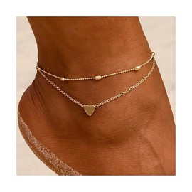 Carufin Pineapple Anklet Bracelets Multilayer Love Turtle Beaded Ankle Summer Accessories Beach Foot Jewelry for Women Girls (Gold Love Anklet)