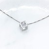 Cubic Zirconia Crystal Cube Pendant Necklace Sterling Silver