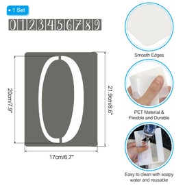 PATIKIL 10Pcs 8 Inch Large Number Stencils, 0-9 Address Number Stencil, Reusable Plastic Digital Templates for Crafts Drawing Stencils Templates White