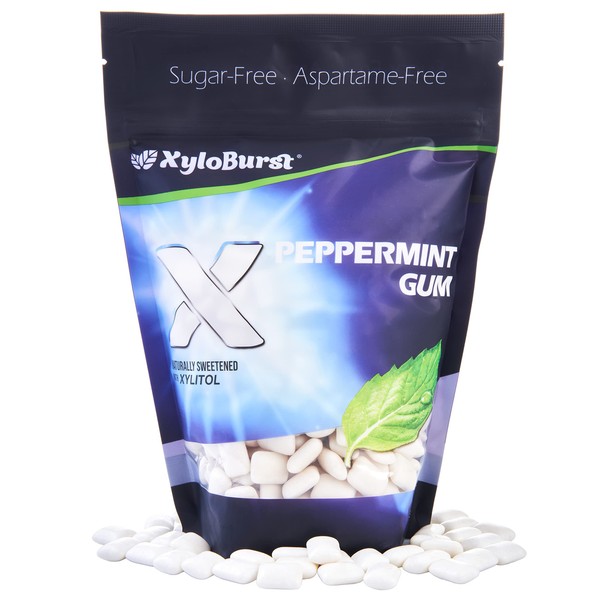 Focus Nutrition, XyloBurst 100% Xylitol Gum, Peppermint Gum, 500 Count Bag, Natural Chewing Gum, Non GMO, Vegan, Aspartame Free, Sugar Free