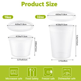 Jeffbaubl 16oz Deli Containers with Lids,60 Sets Food Storage Containers,Plastic Deli Food Containers,Disposable Soup Containers For Meal Prep,Leakproof,Freezer Microwave Dishwasher Safe