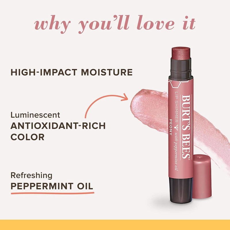 Burt's Bees 100% Natural Moisturizing Lip Shimmer, Peony - 1