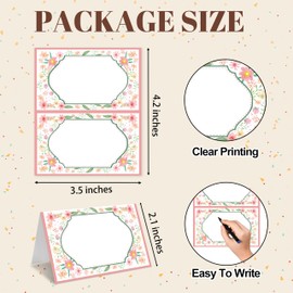 Colorful Floral Place Cards -25pcs Tent Cards, Wildflowers Table Place Card for Birthday Party Baby Shower Dinner, Wedding Activity Tent Name Place for Table Setting, Easy Folding, A10