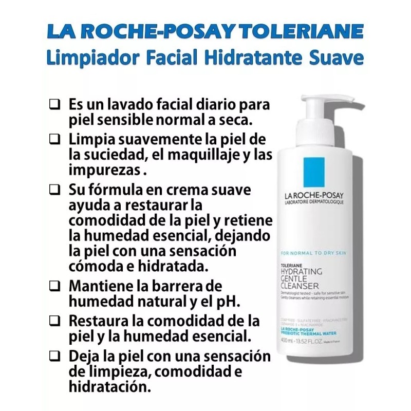 La Roche-posay Toleriane Limpiador Hidratante Suave 400ml Unidad