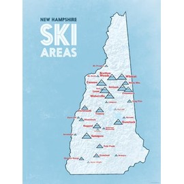 New Hampshire Ski Resorts Map 18x24 Poster (White & Light Blue)