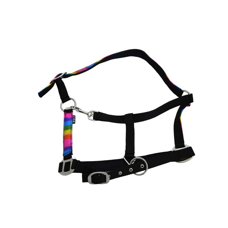 Start RainbowCloth Lined Headcollar for Horses, Adjustable Headcollar in Rainbow