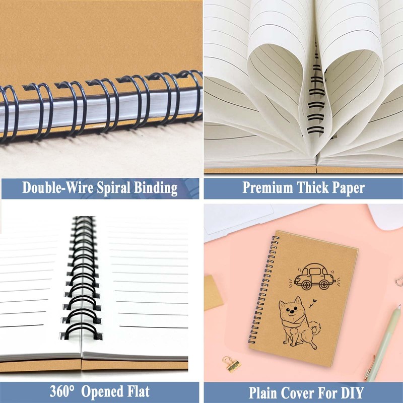 Pack of 6 A5 Spiral Bound Notebooks 21 x 14.5