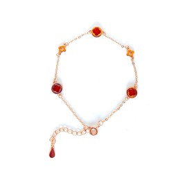 TyRosie Rose Gold Four leaf clover Bracelet | 925 Sterling Silver | Adjustable enamel cuban chain bracelet