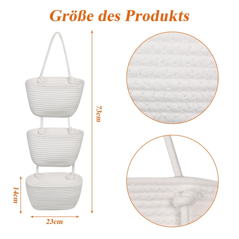 Door Hanging Basket 3 Animal Braided Cotton Rope Wall Mounted